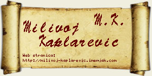 Milivoj Kaplarević vizit kartica